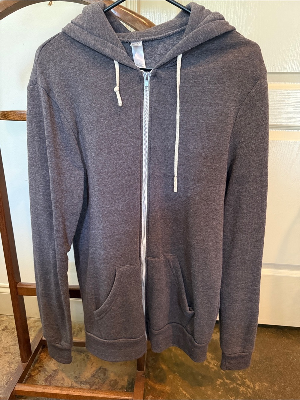 Alternative Men's Zip-Up Hoodie with White Drawstrings